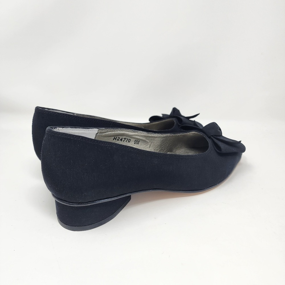 Ros Hommerson  Dante  Dress Pump Women's 9M Black Kitten Heel Knotted Bow - Picture 3 of 9